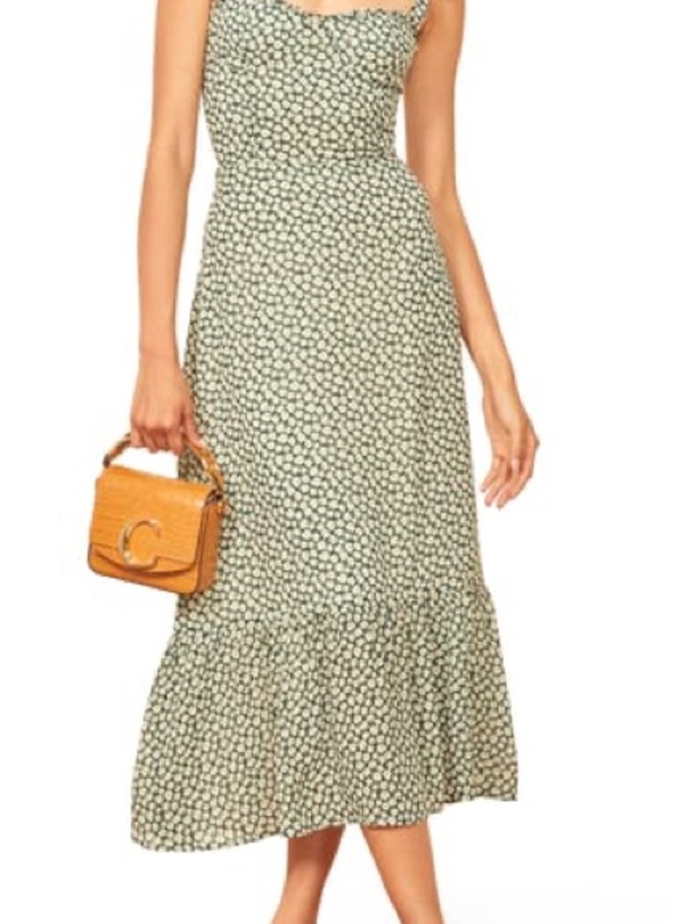 Reformation Nikita Midi Sage Green Floral Midi Dress